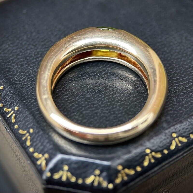 Peridot Solitaire Signet Gypsy Ring Size M 1/2 10 grams 14ct Yellow Gold HEAVY!